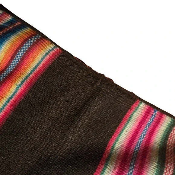 Vintage Hand Woven Andean Aguayo Manta Wool Textile Wabi-Sabi Folk Art 45x42